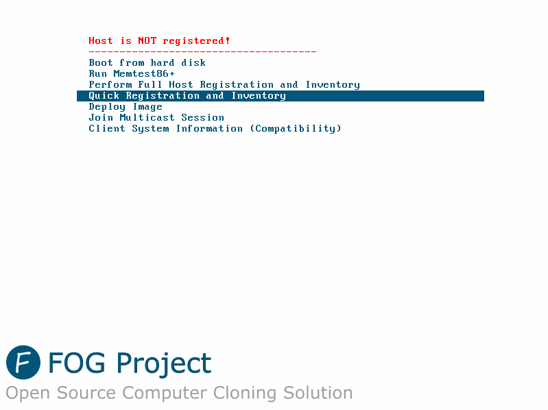 FOG Project — interface de déploiement PXE